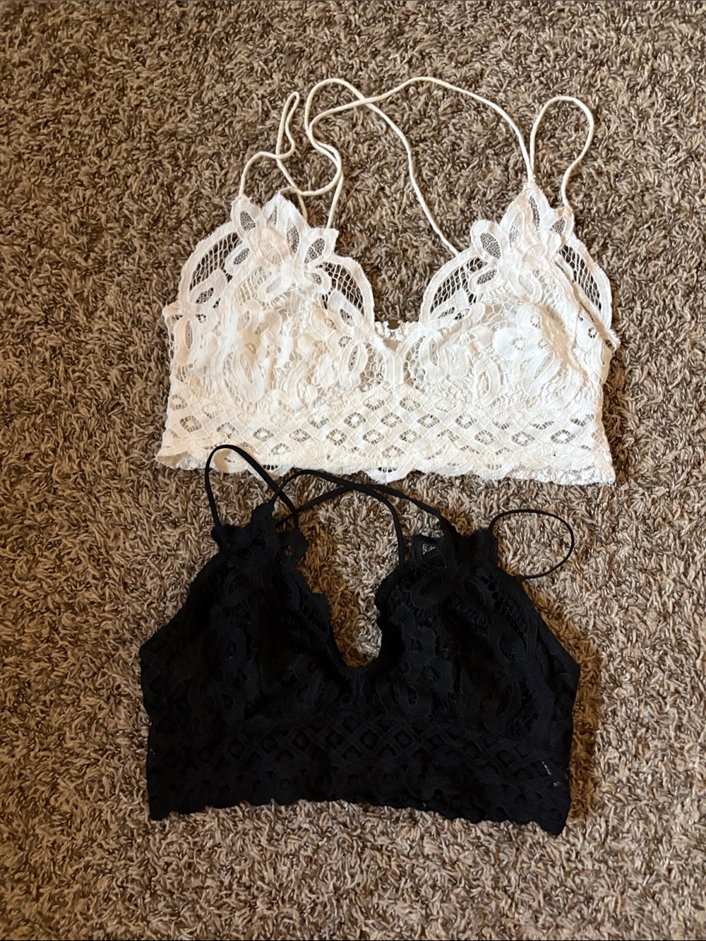Free People Lace Bralette Camisoles - White & Black